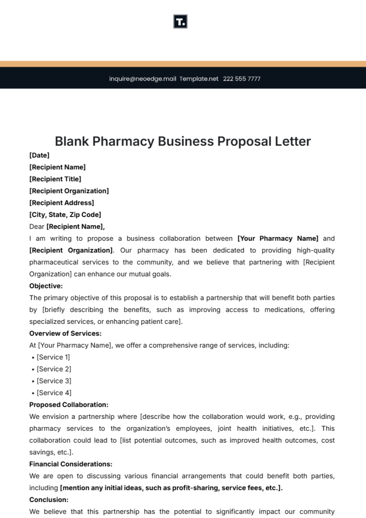 Blank Pharmacy Business Proposal Letter Template - Edit Online & Download