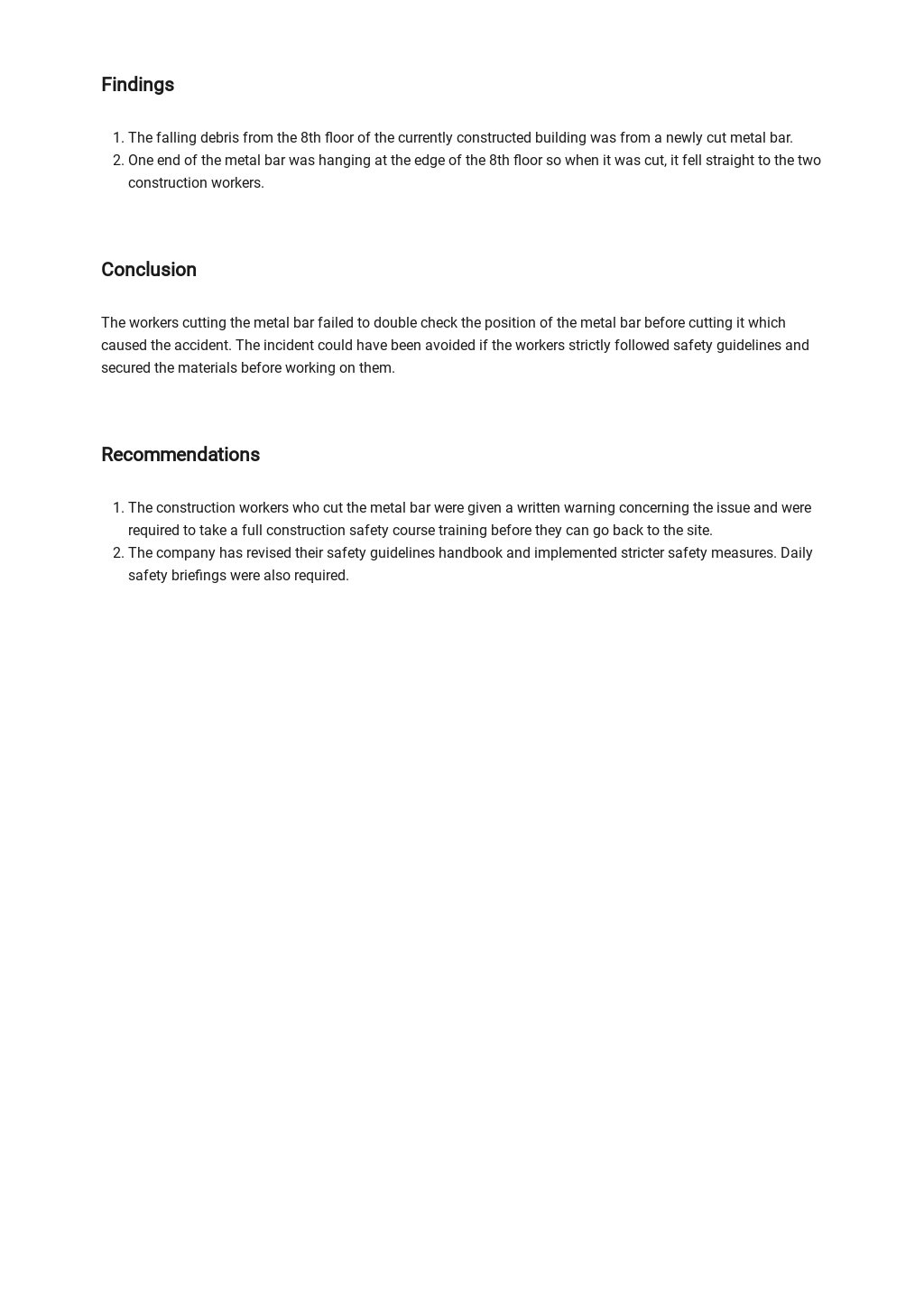 Sample Construction Incident Report Template [Free PDF] - Word | Apple ...