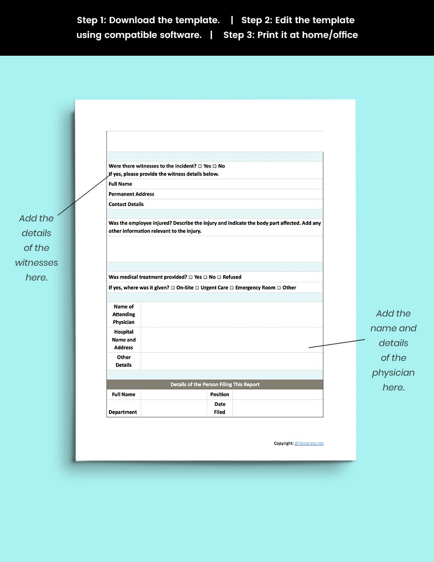 Blank Construction Incident Report Template