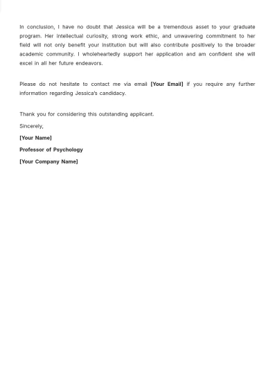 Free Recommendation Letter for Graduate School Template to Edit Online