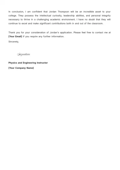 Free Recommendation Letter for College Admission Template to Edit Online