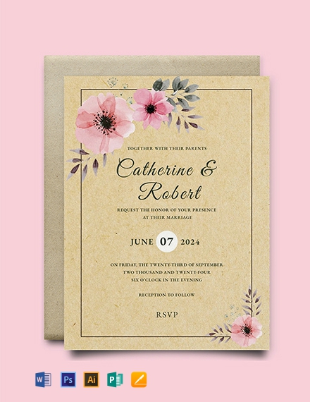 free rustic wedding invitation template 440x570