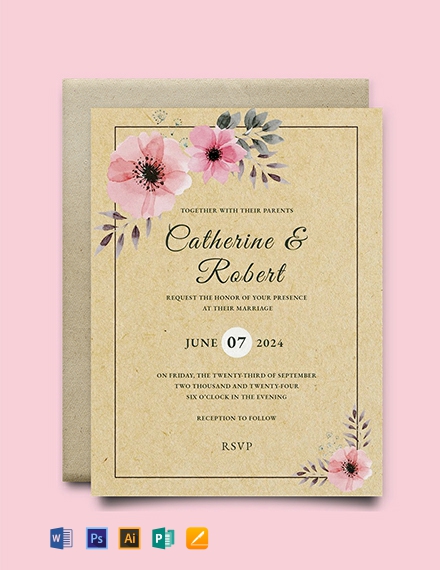 FREE Rustic Wedding Invitation Template Word PSD InDesign Apple Pages Publisher 