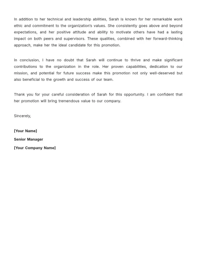 Free Recommendation Letter for Promotion Template to Edit Online