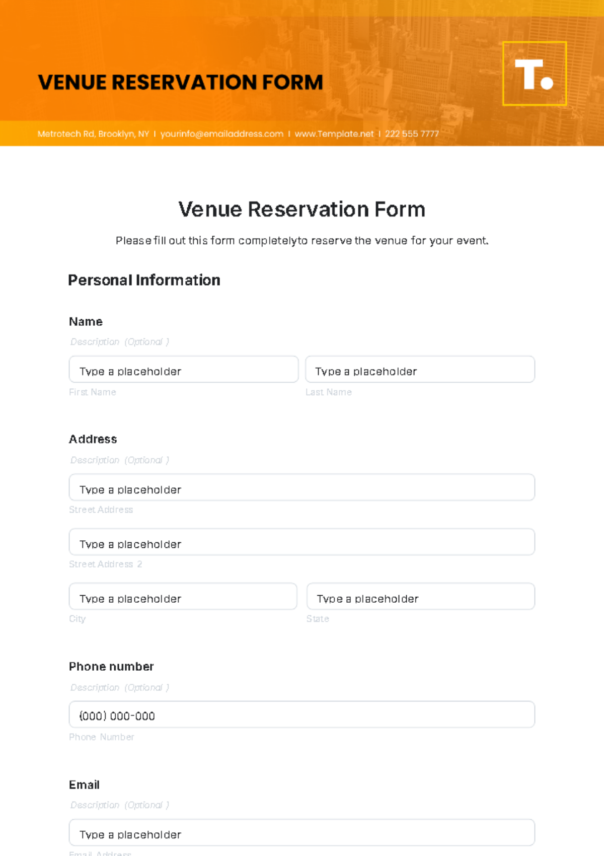 Free Table Reservation Form Template - Edit Online & Download ...