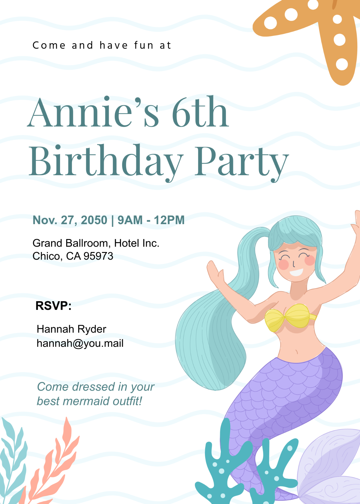 Free Mermaid Invitation Template