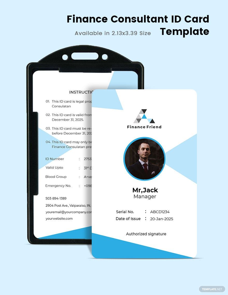 Finance Consultant ID Card Template