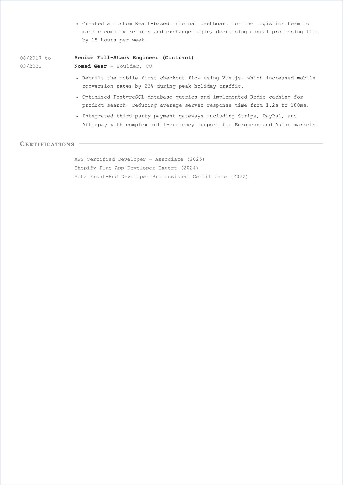 Free Project-Based Programmer ATS Resume Template, AI Resume Builder