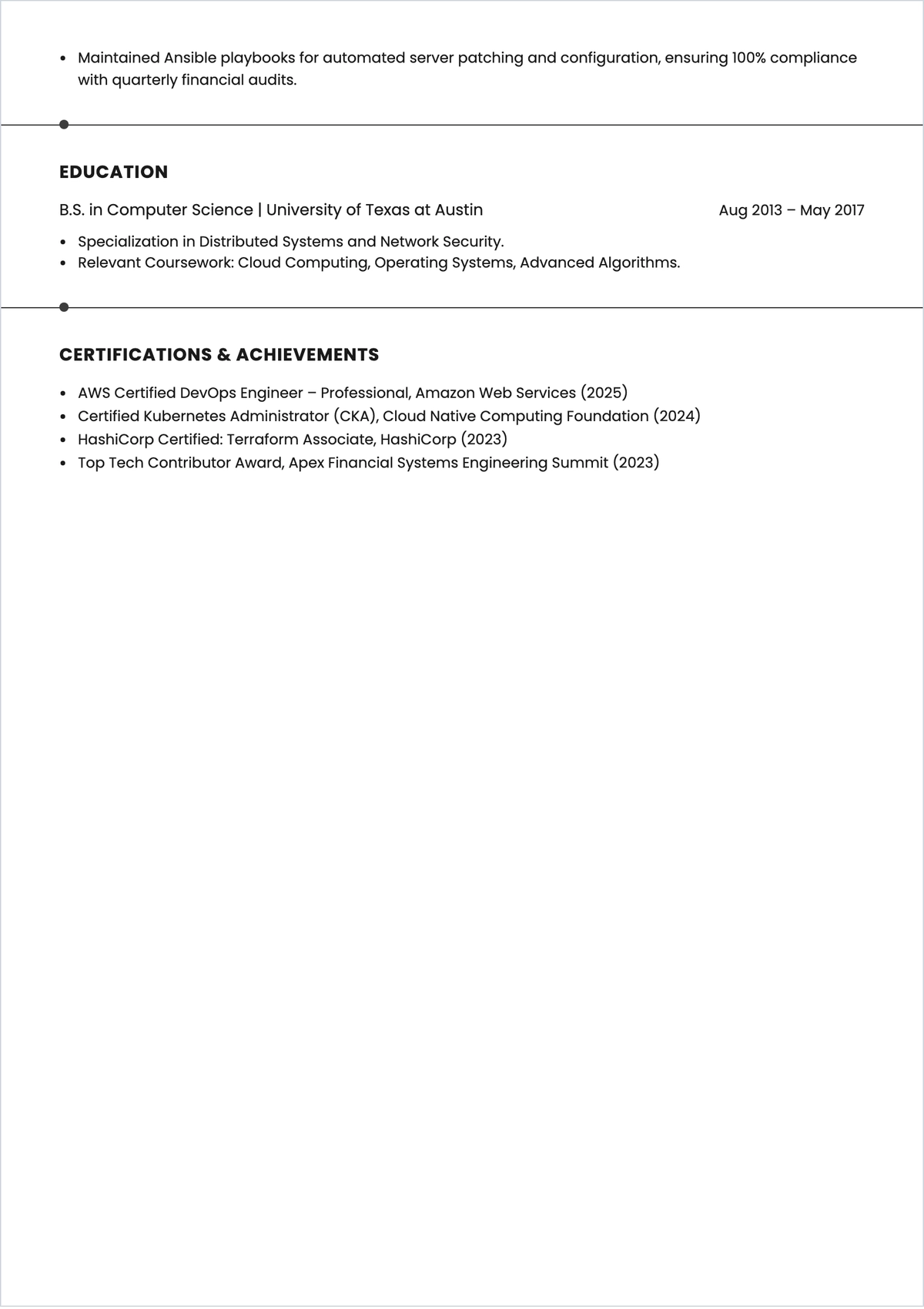 Free DevOps Programmer ATS Resume Outline Template, AI Resume Builder