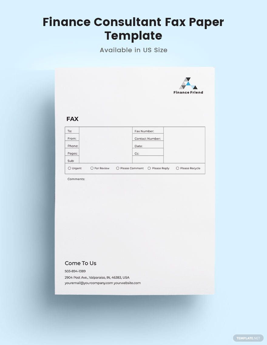 Free Finance Consultant Fax Paper Template