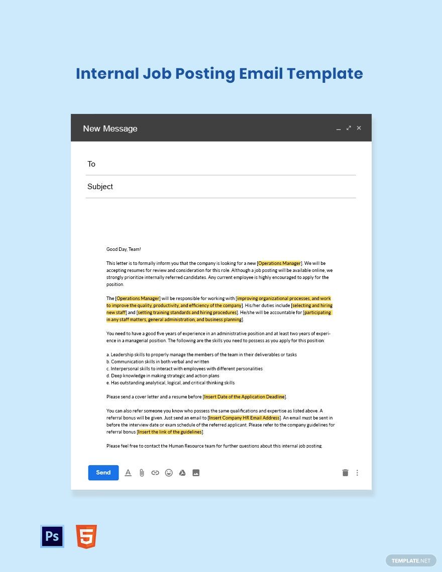 Free Internal Job Posting Email Template in PSD