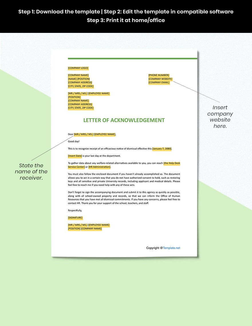 Employee Acknowledgement Letter Format