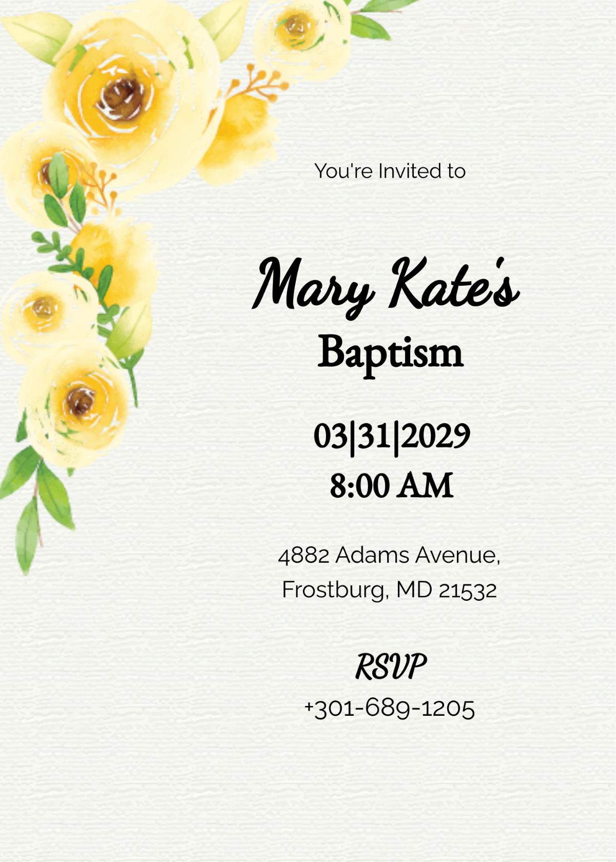 Baptism Invitation Card Template
