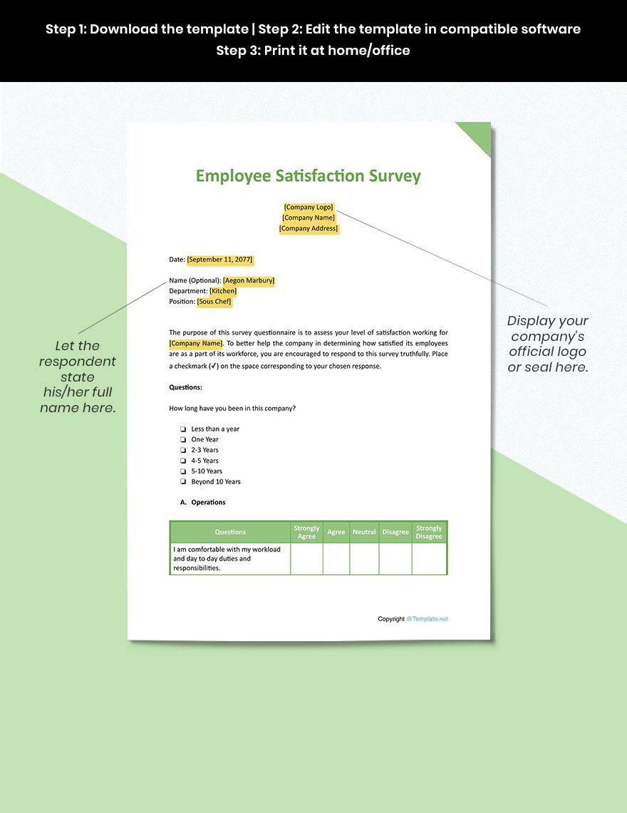 Sample Employee Satisfaction Survey Template