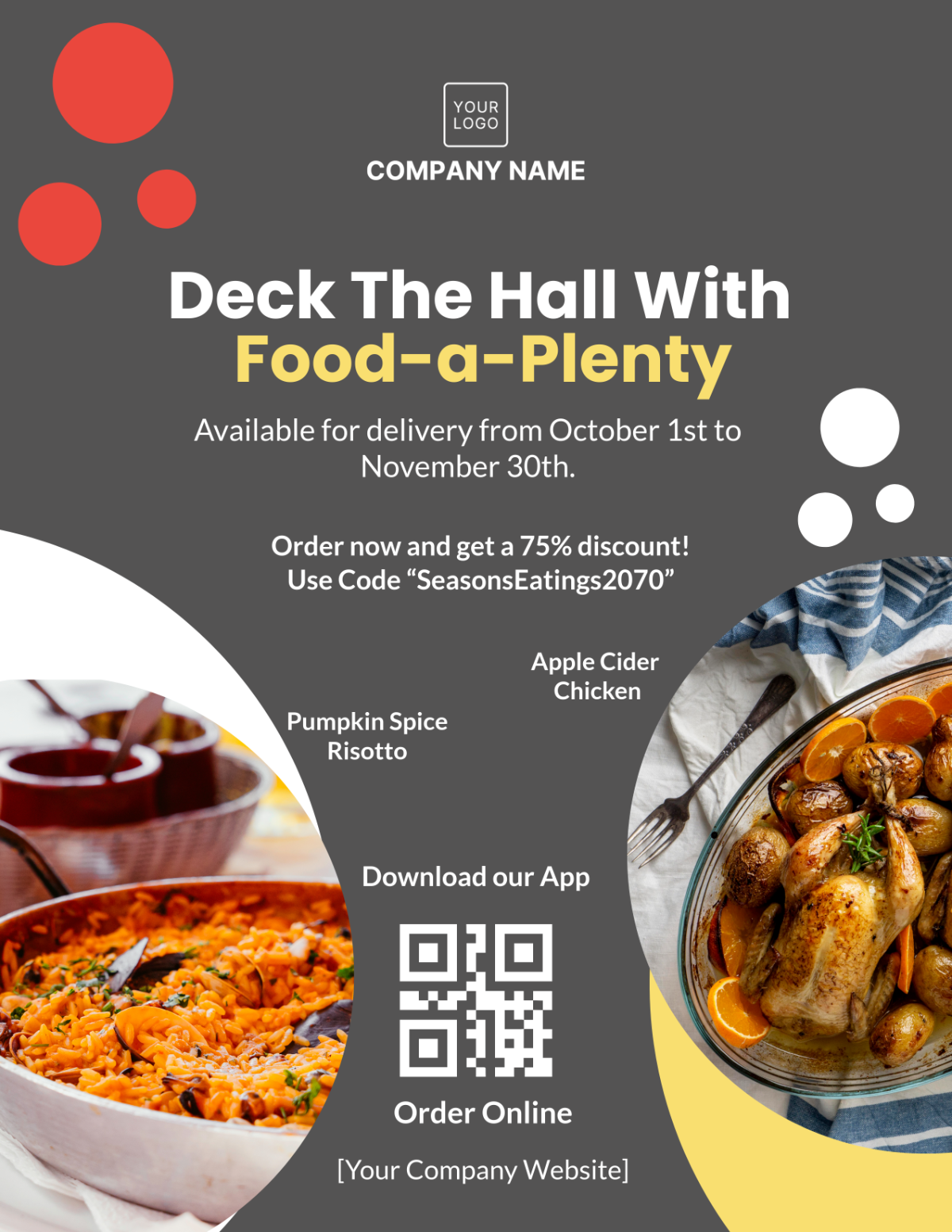 Food Delivery Seasonal Promotion Template - Edit Online & Download