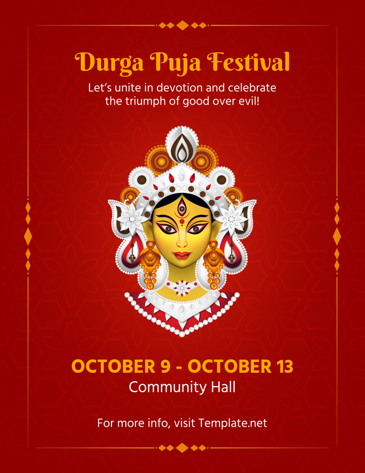 Durga Puja Leaflet Template - Edit Online & Download