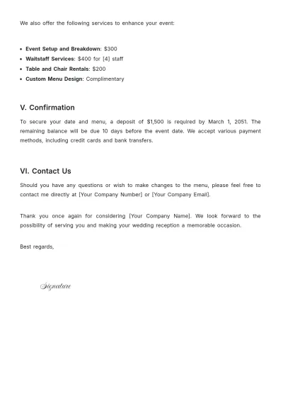 Free Catering Letter Template to Edit Online