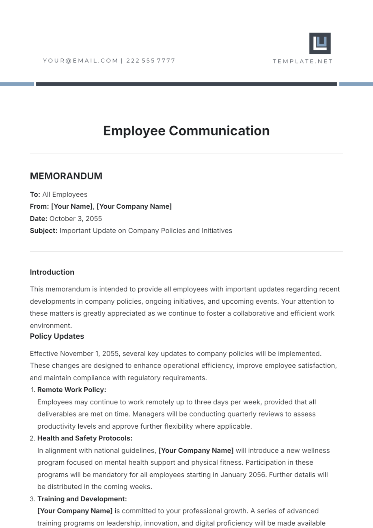 Employee Communication Template - Edit Online & Download