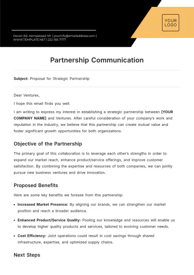 Free Partnership Communication Template to Edit Online