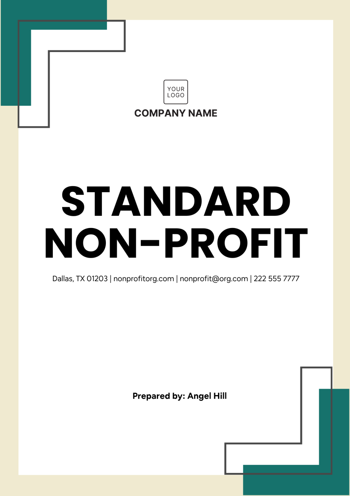 Standard Non-Profit Cover Page Template