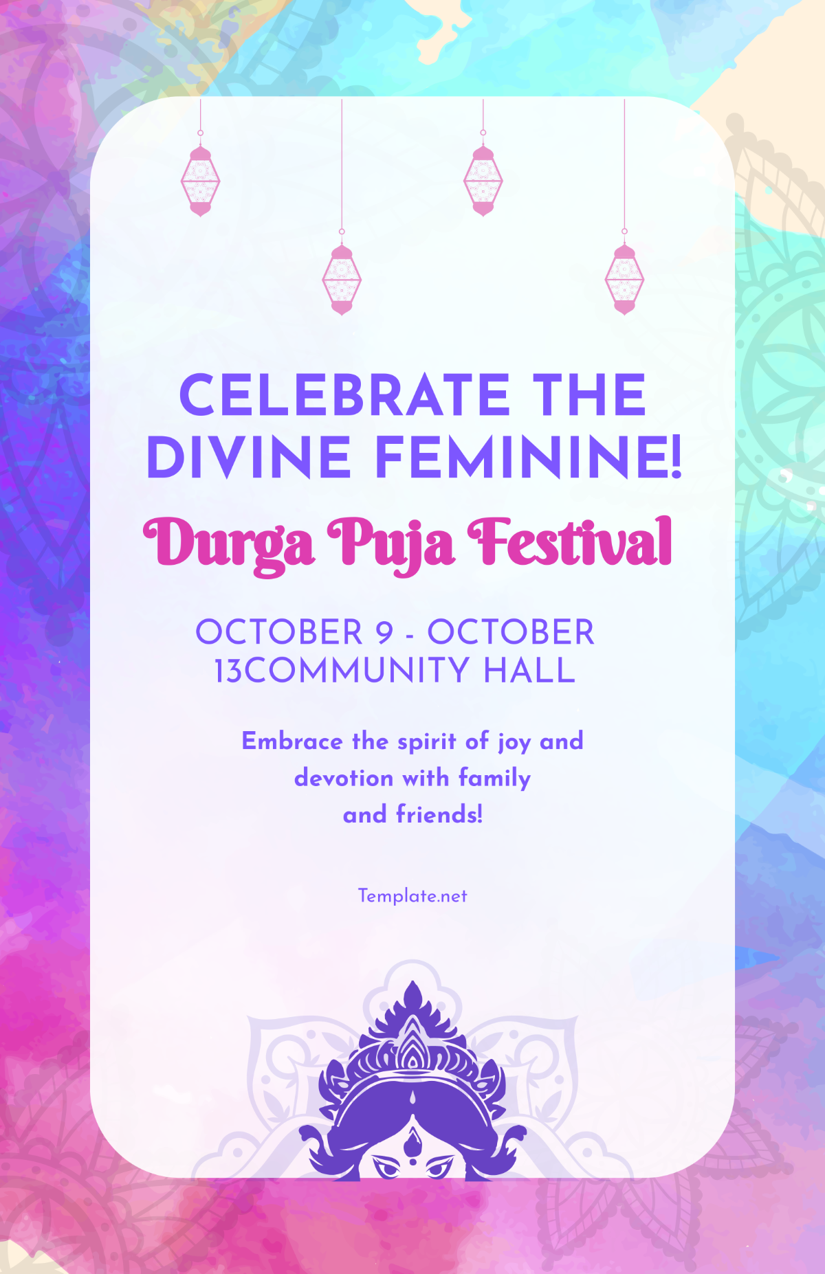 Durga Puja Artistic Poster Template - Edit Online & Download