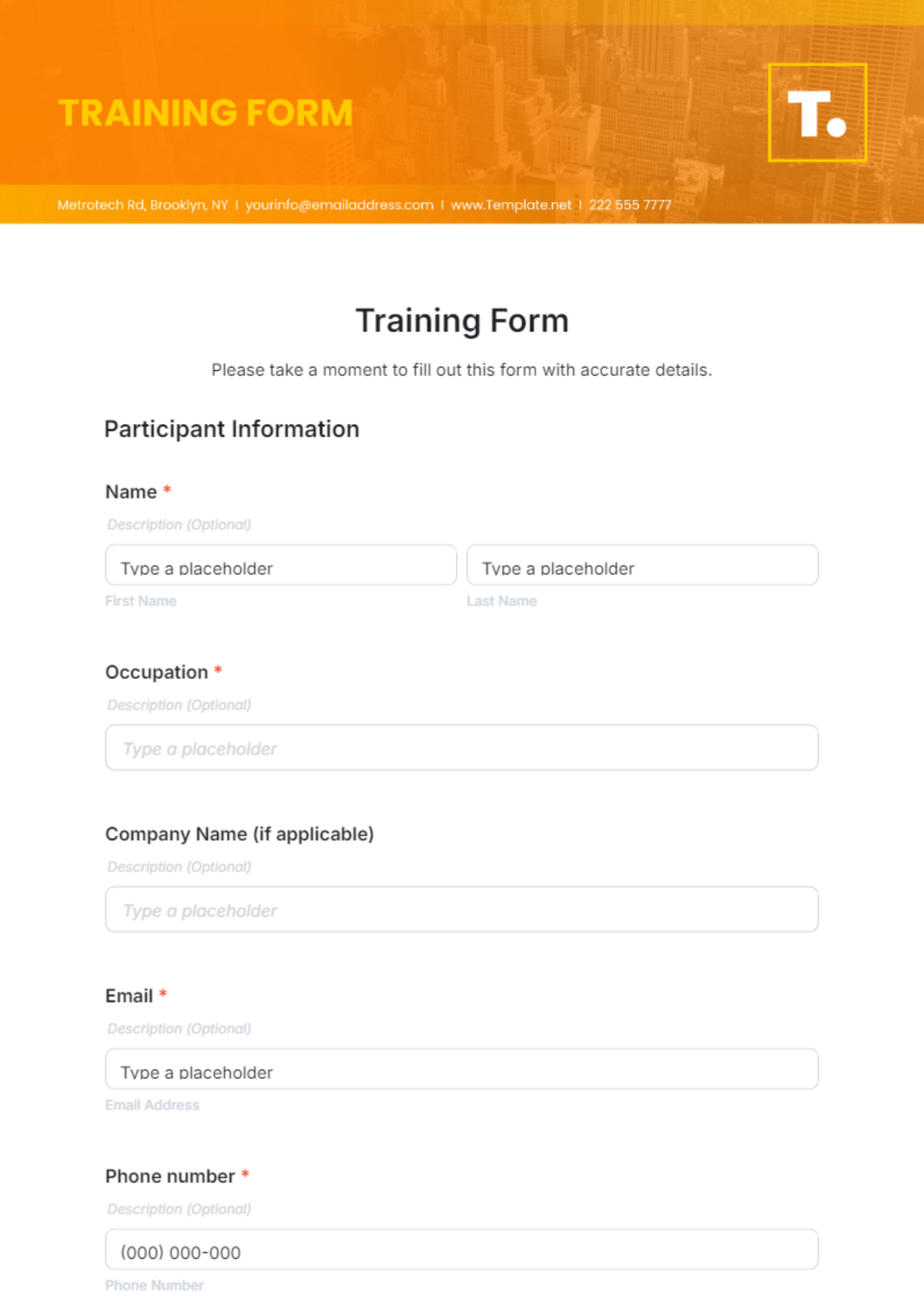 Training Form Template - Edit Online & Download