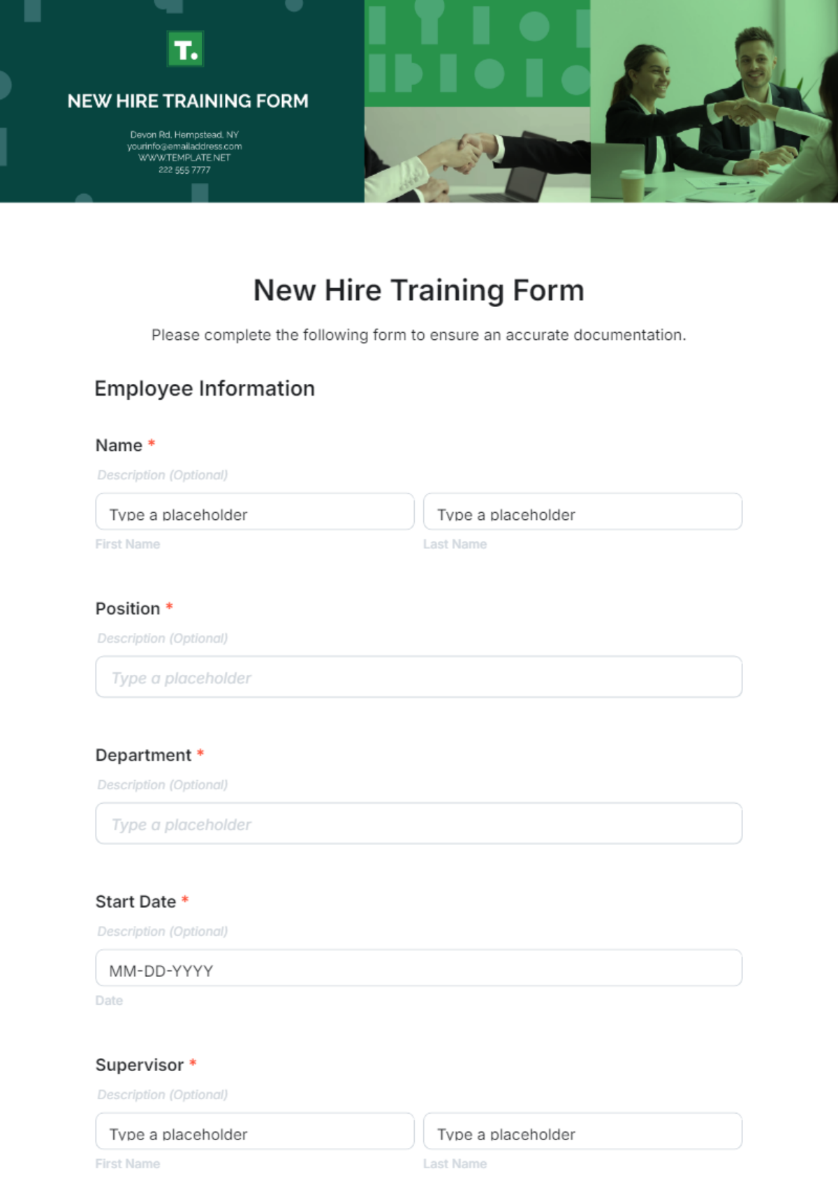 New Hire Training Form Template - Edit Online & Download