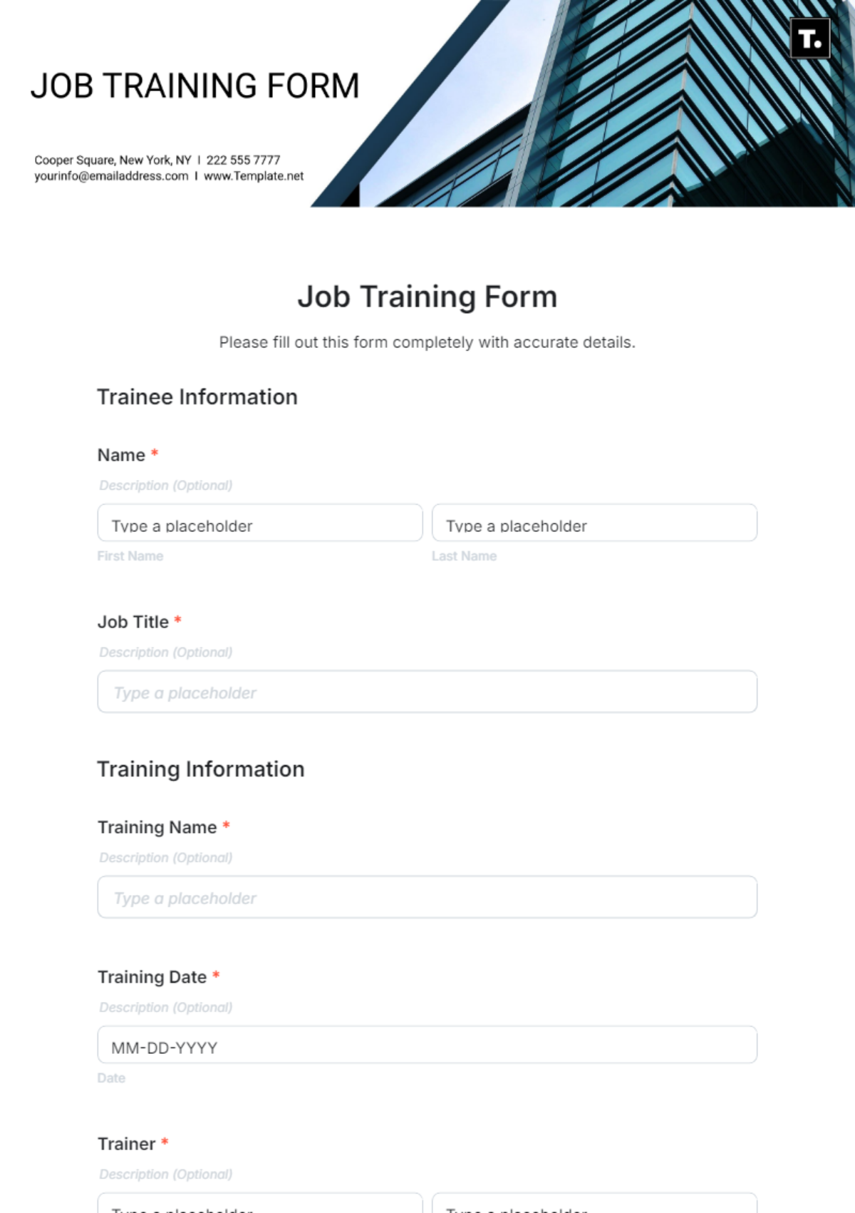 Job Training Form Template - Edit Online & Download