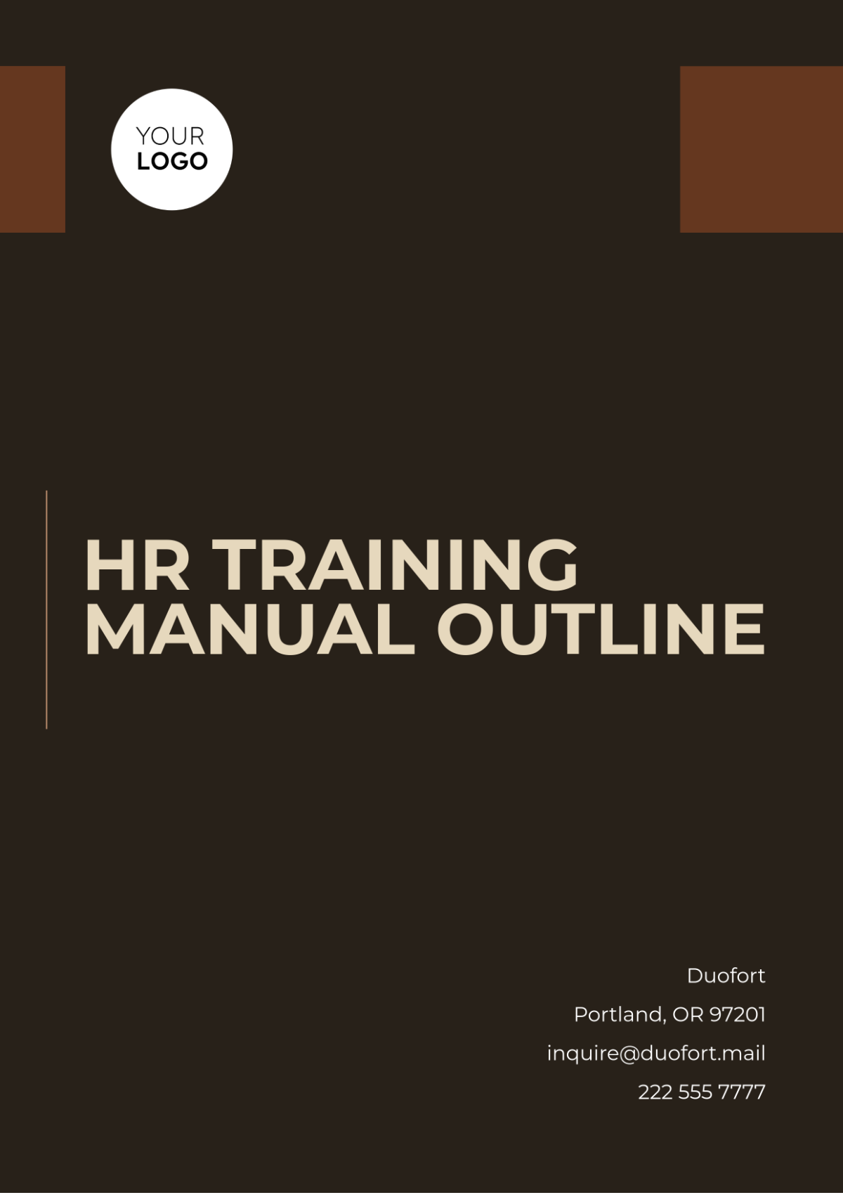 HR Training Manual Outline Template - Edit Online & Download