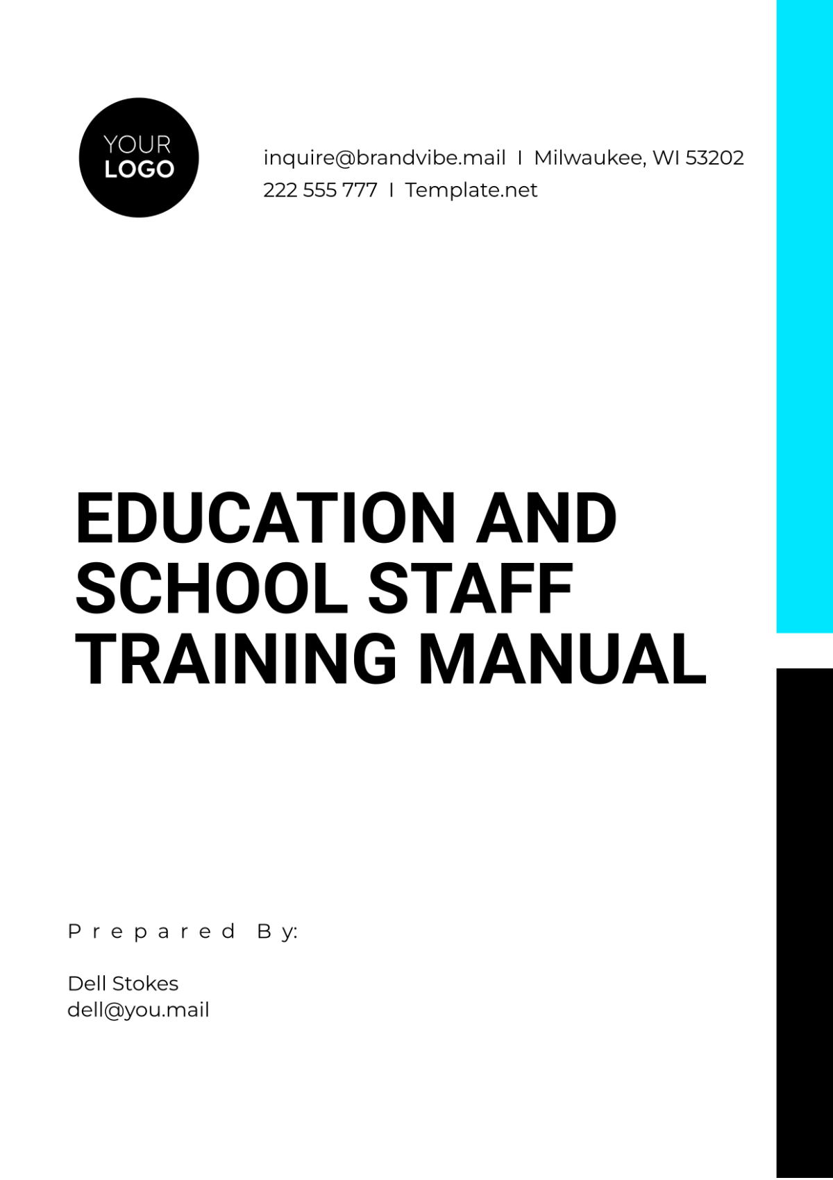 Education and School Staff Training Manual Template