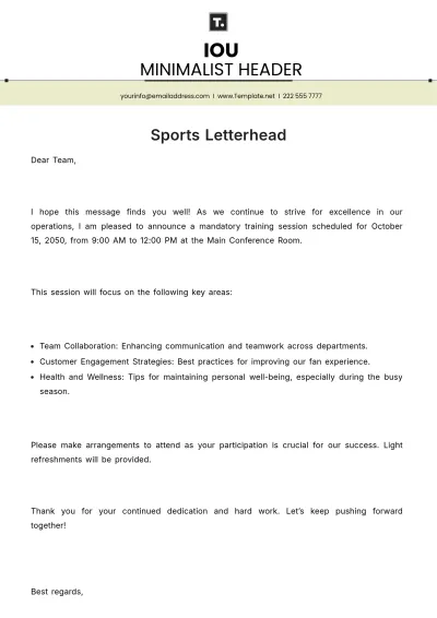 Free Sports Letterhead Template to Edit Online