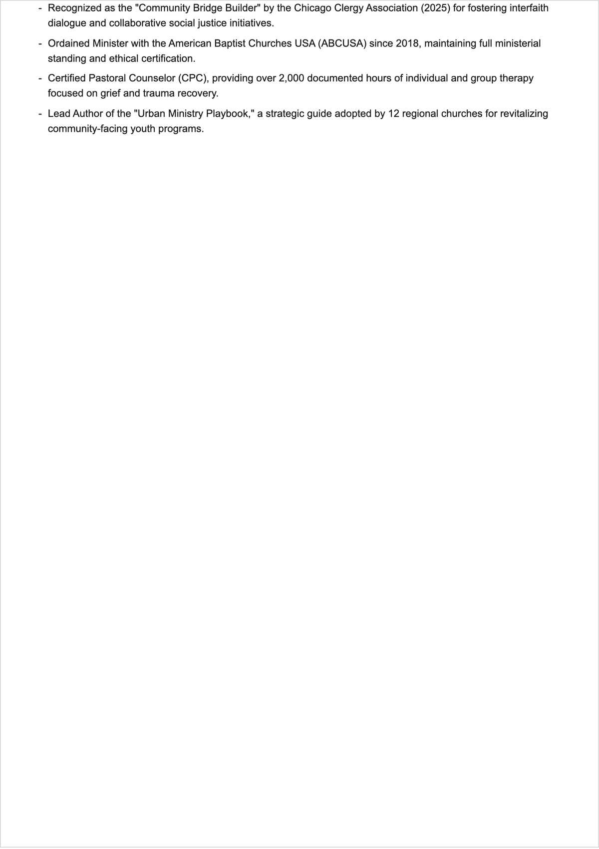 Free Associate Pastor ATS Resume Template, AI Resume Builder