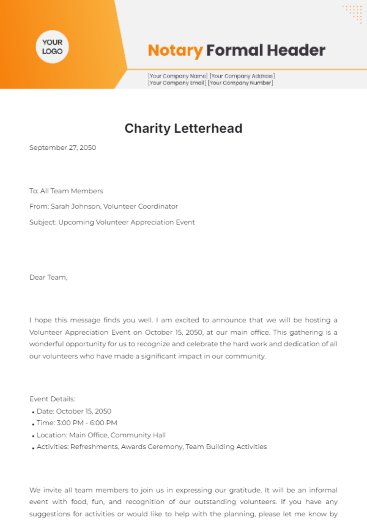 Charity Letterhead Template - Edit Online & Download