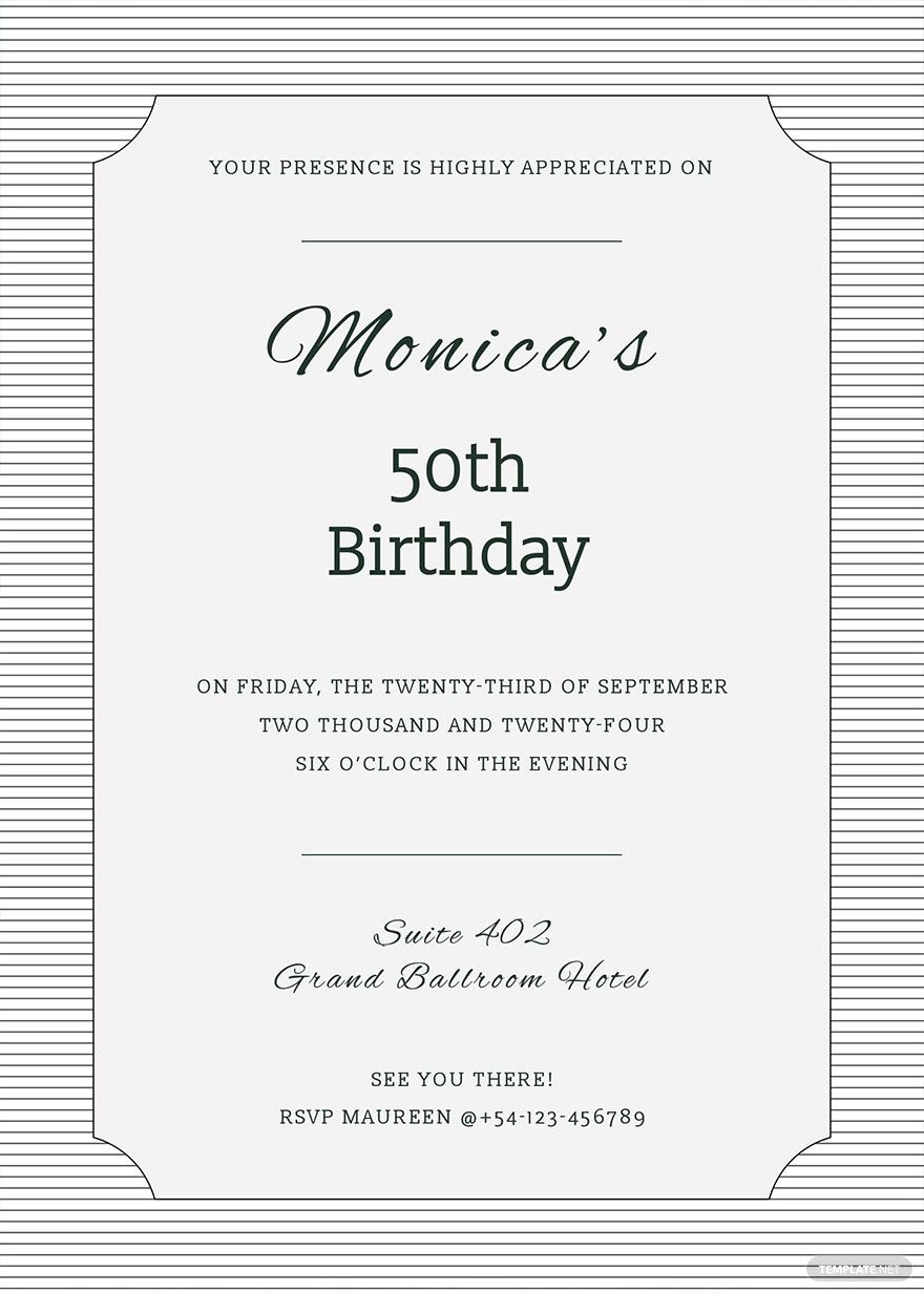Formal Birthday Invitation Template