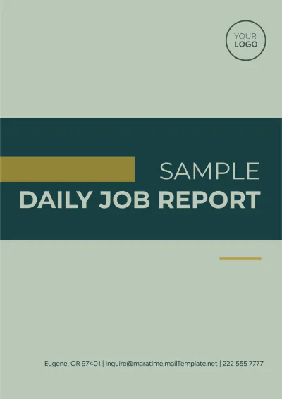 Free Sample Daily Job Report Template to Edit Online