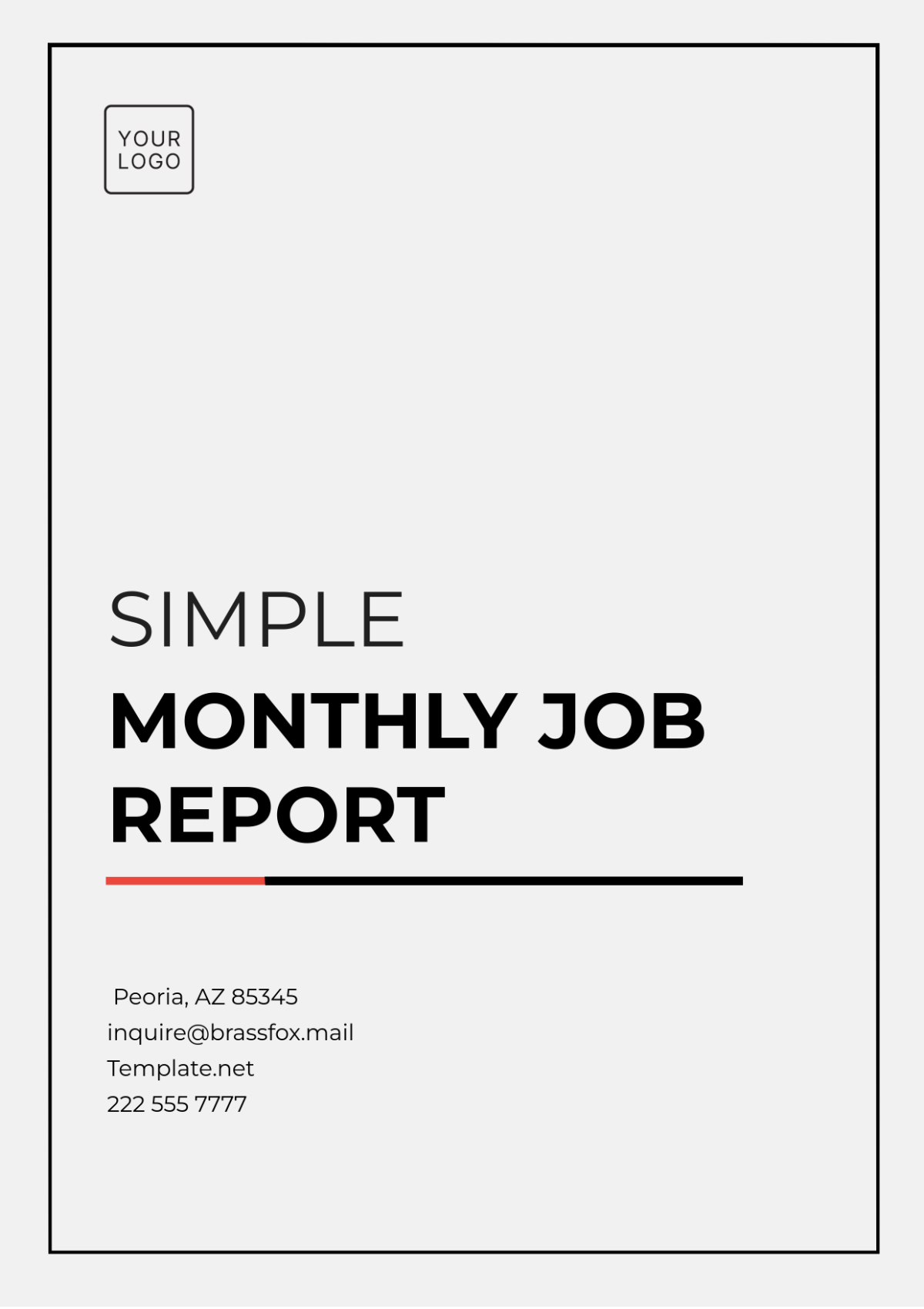 Simple Monthly Job Report Template - Edit Online & Download