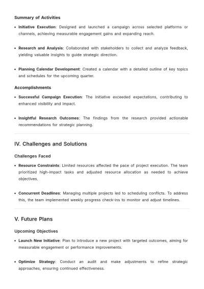 Free Simple Monthly Job Report Template to Edit Online