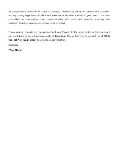 Free Letter of Interest for Substitute Teacher Template to Edit Online