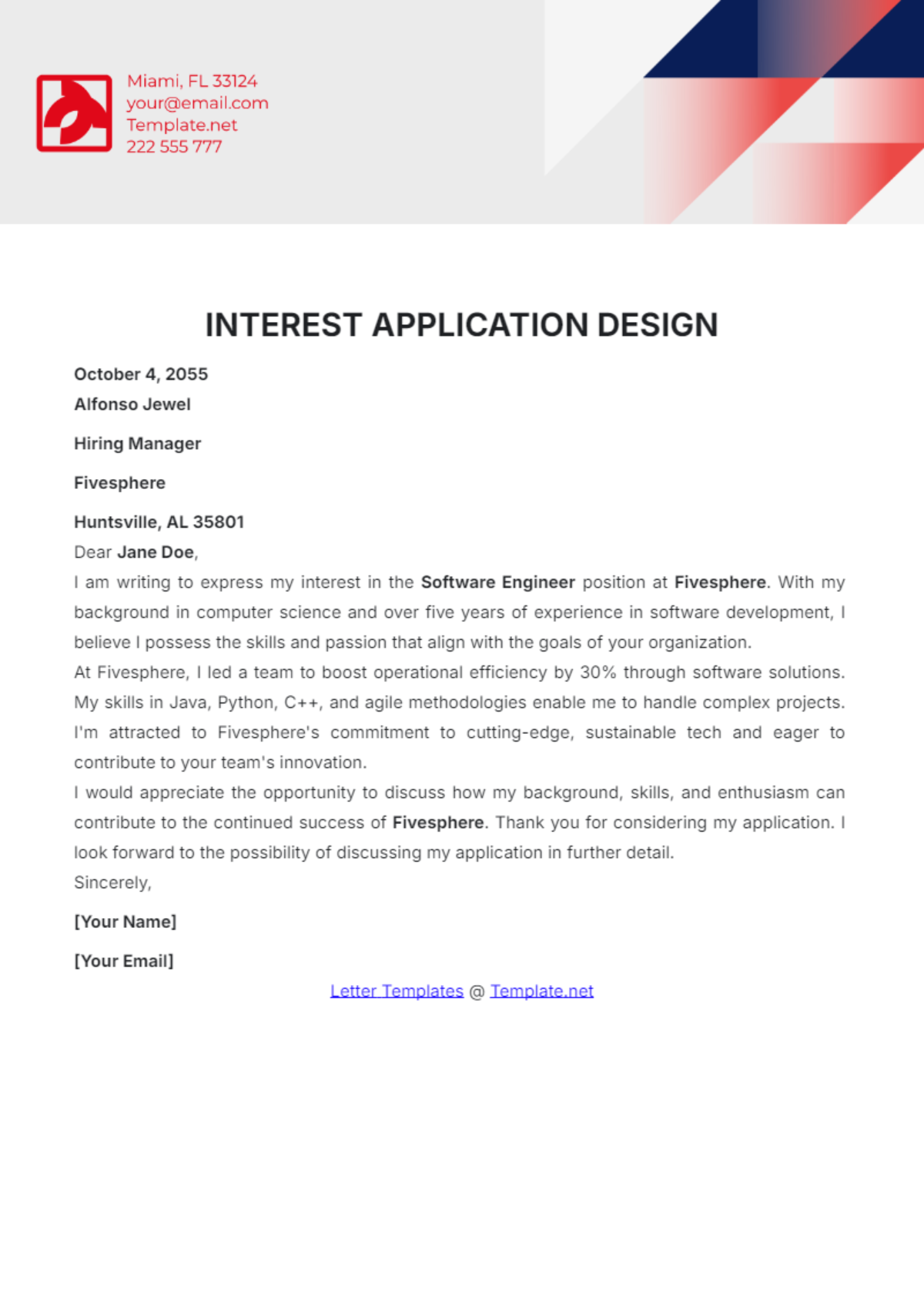 Interest Application Design Template - Edit Online & Download