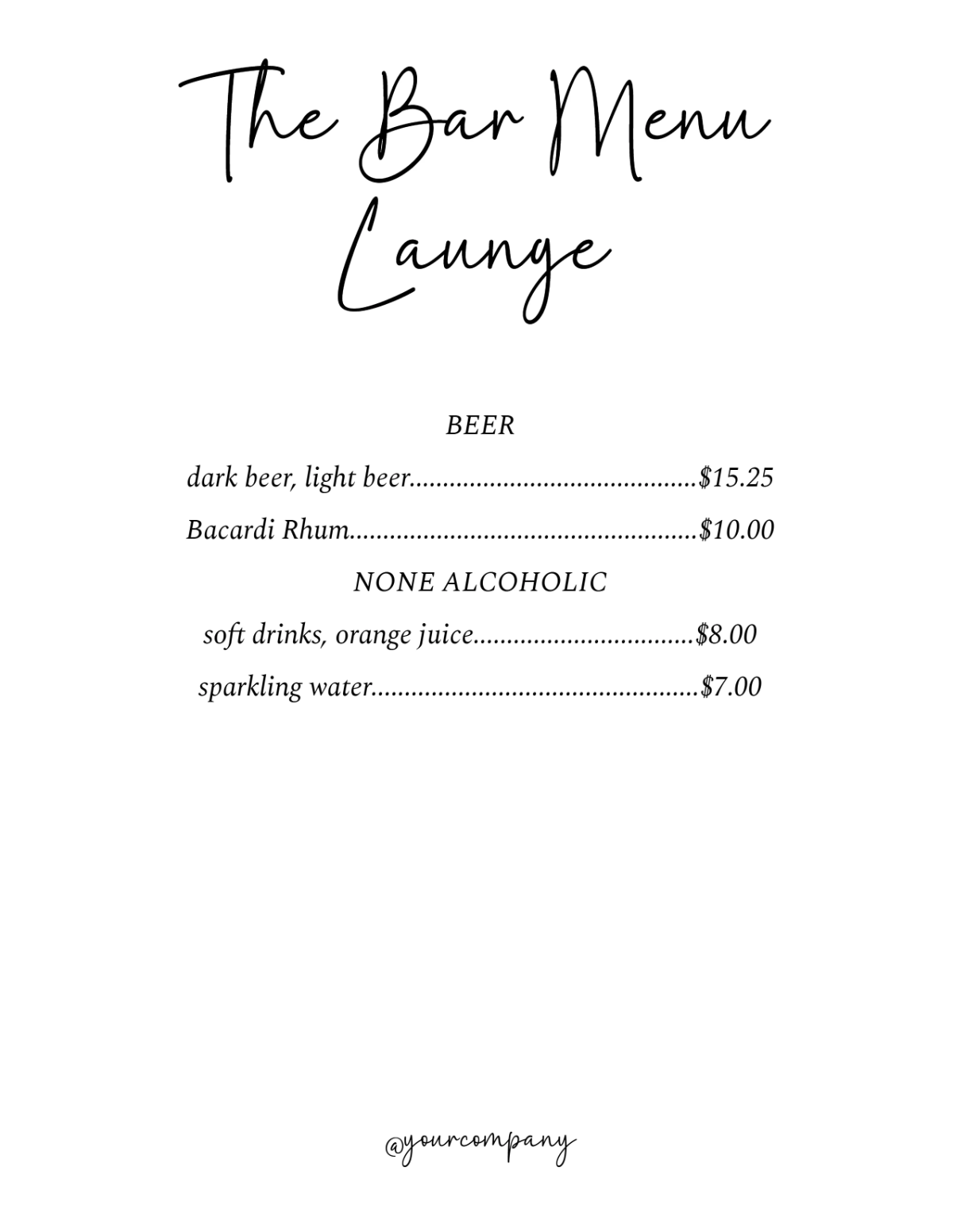 Free Minimalist Menu Template to Edit Online