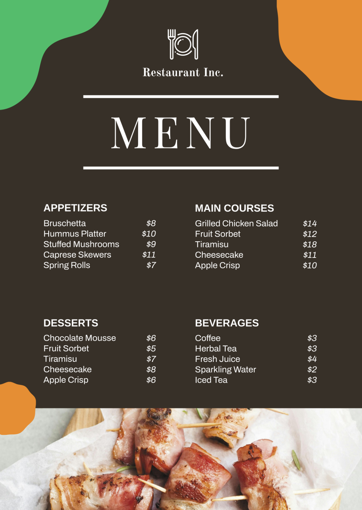 Minimalist Menu Template - Edit Online & Download