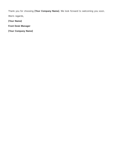Free Accommodation Confirmation Letter Template to Edit Online