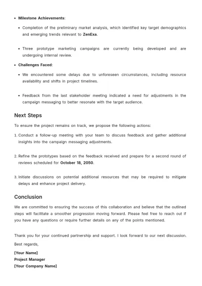 Free Status Report Letter Template to Edit Online