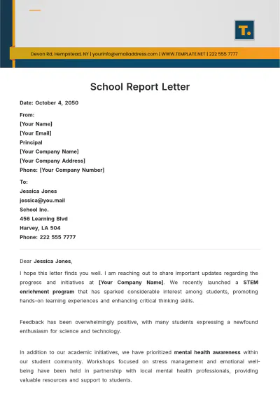 Free Report Letter Design for School Template to Edit Online