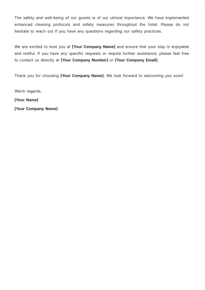 Free Pre-arrival Letter for Hotel Guests Template to Edit Online