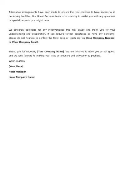 Free Hotel Maintenance Notification Letter Template to Edit Online