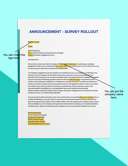 Announcement  Survey Rollout Template Download