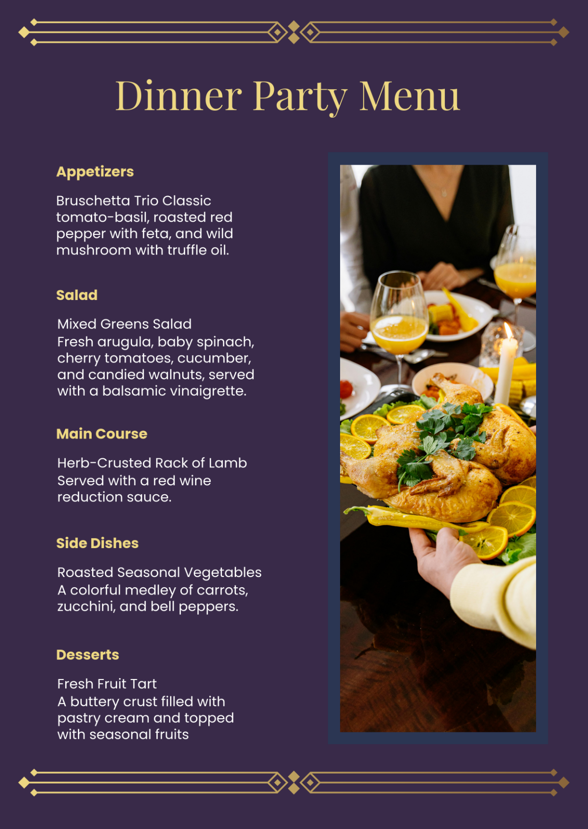 Dinner Party Menu Template | Template.net