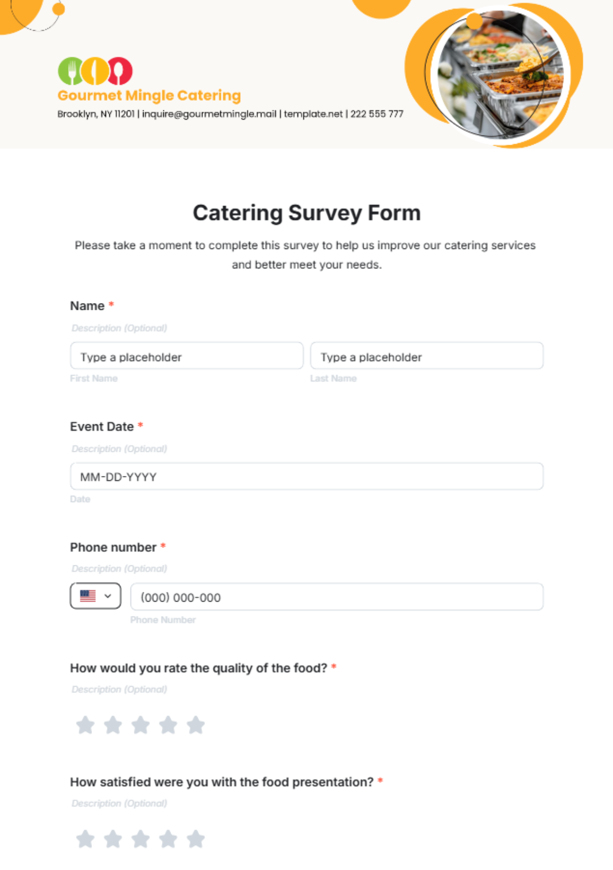 Catering Survey Form Template - Edit Online & Download