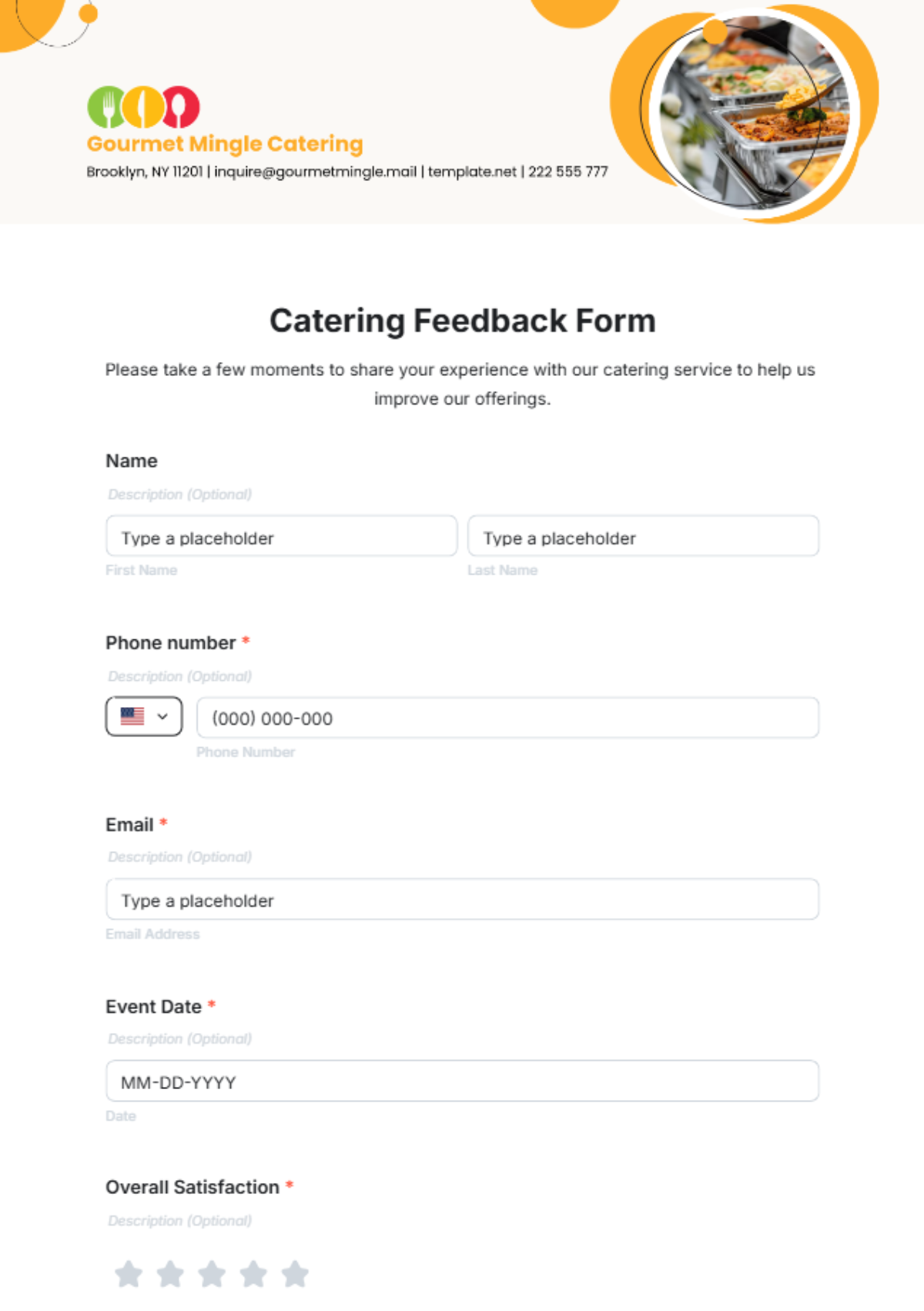 Catering Feedback Form Template - Edit Online & Download